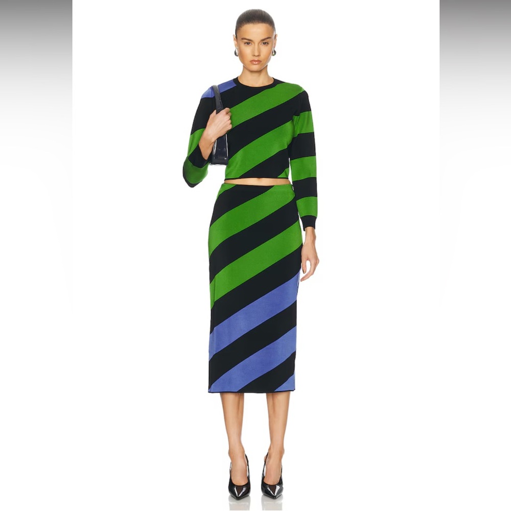 Carolina Herrera Black, Green, and Blue Knit Pencil Skirt